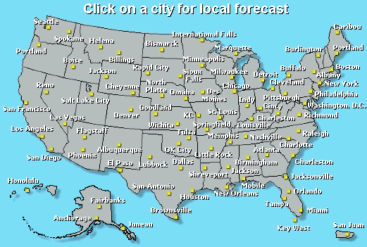 Click on a city for local forecast