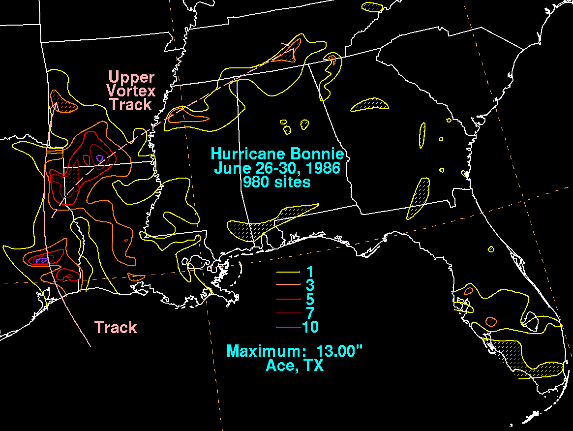 Bonnie (1986) Rainfall