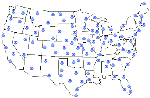 National Weather Service offices that participated in Skywarn™ Recognition Day, 2007.