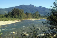 The Sauk River and Prairie Mountain north of Darrington.