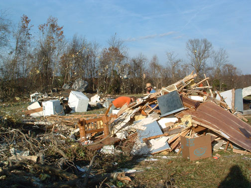 Mobile home destroyed northwest of Mattoon.