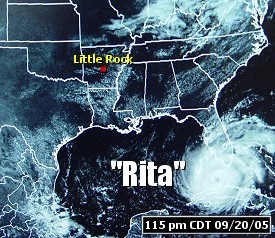 Hurricane Rita was just south of the Florida Keys on 09/20/2005. 