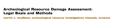 archeological resource damage assessment:  legal basis and methods