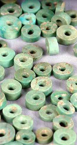 (NPS photo) Turquoise beads from the Chaco Culture collection.