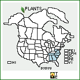 Distribution of Pycnanthemum pycnanthemoides (Leavenworth) Fernald var. viridifolium Fernald. . 