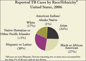 Reported TB Cases by Race/Ethnicity* United States, 2006. Click to view Text description.