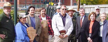 The Lowell Canalwaters Cleaners with Congressman Marty Meehan at a press conference announcing the Great Canal Cleanup of 2006.