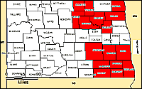 Map of Declared Counties for Disaster 1220