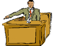 Image of a witness pointing in court