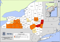 Map of Declared Counties for Disaster 1486