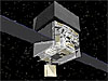 An artist's rendition of the GLAST observatory in orbit