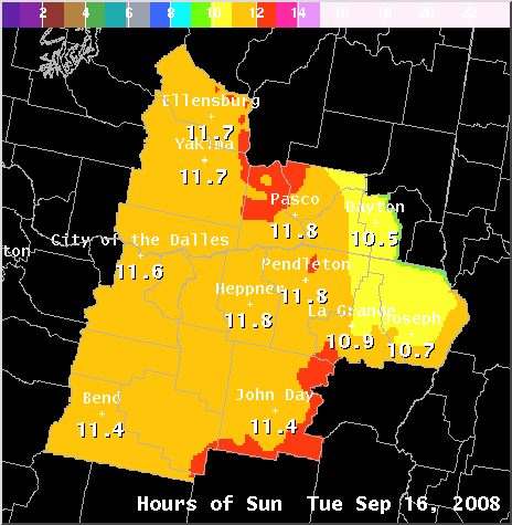 Hours of Expected Sunshine - Day 1