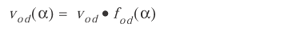 lowercase v subscript {lowercase o d} (lowercase alpha) equals lowercase v subscript {lowercase o d} times (lowercase f subscript {lowercase o d} (lowercase alpha)