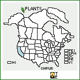 Distribution of Chlorogalum purpureum Brandegee var. reductum Hoover. . 