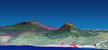 Nyiragongo volcano, Congo, Perspective View with Lava SRTM / ASTER / Landsat