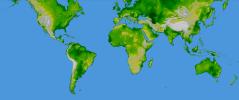 World in Mercator Projection, Shaded Relief and Colored Height