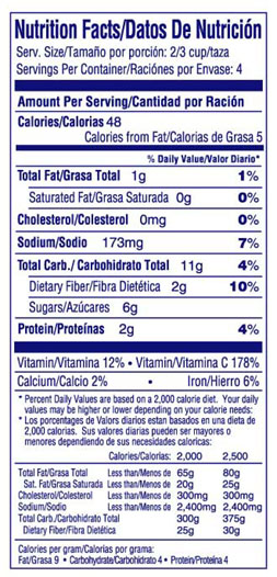 link to nutrition label text