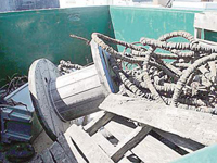 Marine debris in dumpster.