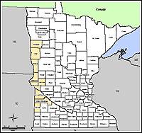 Map of Declared Counties for Disaster 1622