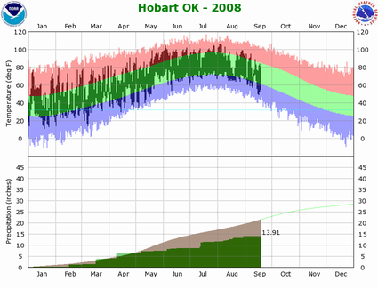 Temperature and Precipitation Plot for 2008