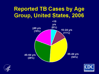 Slide 6: Reported TB Cases by Age Group, United States, 2006. Click here for larger image