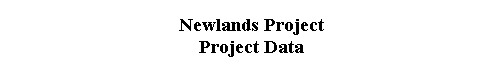  Newlands Project 
 Project Data 