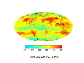 Global Carbon Dioxide Transport from AIRS Data, July 2008