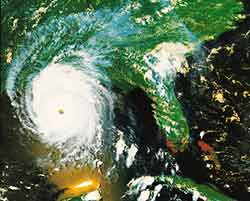Satellite photograph of Hurricane Andrew in 1992