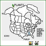 Distribution of Juncus elliottii Chapm. var. polyanthemus C. Mohr, nom. inq.. . 