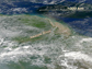 Photo showing the Amazon River's outflow into the Atlantic Ocean.