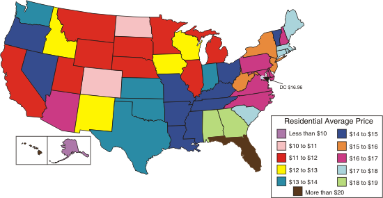 Figure 2 is a U.S. map showing all States and the residential natural gas prices in these States for the year 2006 The States are given different colors depending on their average residential price for natural gas. For more information, contact the National energy Information Center at 202-586-8800.
				