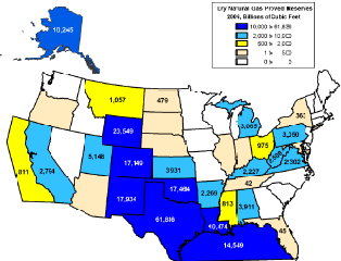 Dry Natural Gas Proved Reserves by Area, 2006