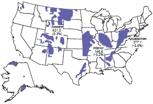 Figure 1. Coal Production by Coal-Producing Region, 2007