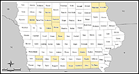 Mapa de condados declarados del desastre 1727