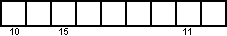 word scramble line 6 graphic: nine boxes  – box #10, blank box, box #15, four blank boxes, box #11, blank box