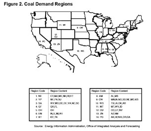 Figure 2.  Coal Demand Regions.  Need help, contact the National Energy Information Center at 202-586-8800.