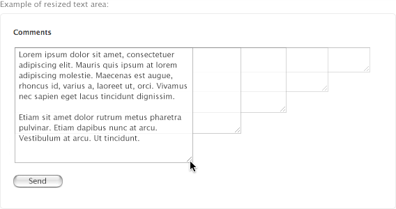 Resizable text areas
