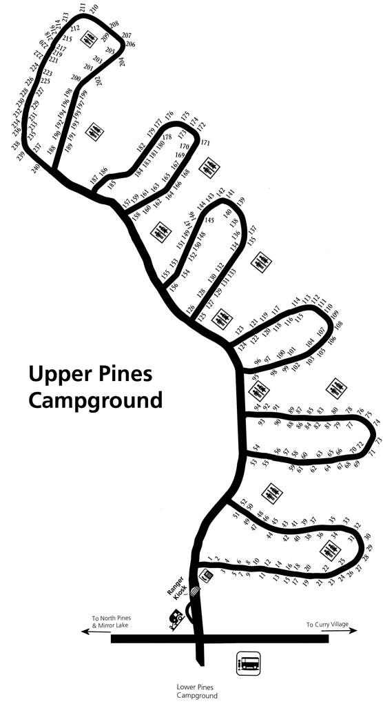 Map of Upper Pines Campground