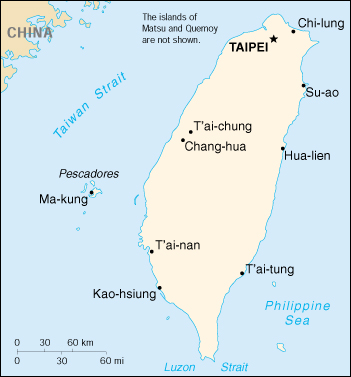 Map of Taiwan.  Having problems?  Contact our National Energy Information Center at (202) 586-8800 for assistance.