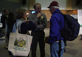 Visitors and NPS Employee at the March 2006 Open House.