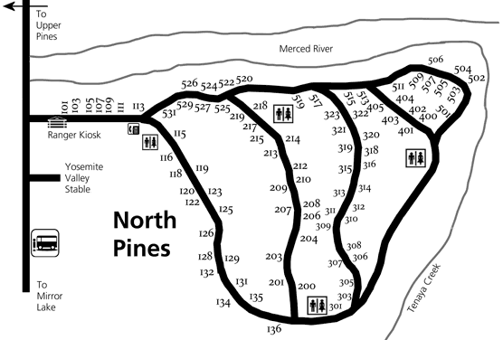Map of North Pines Campground