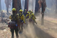 A crew responds to a fire.