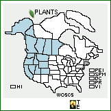 Distribution of Woodsia scopulina D.C. Eaton ssp. scopulina. . 