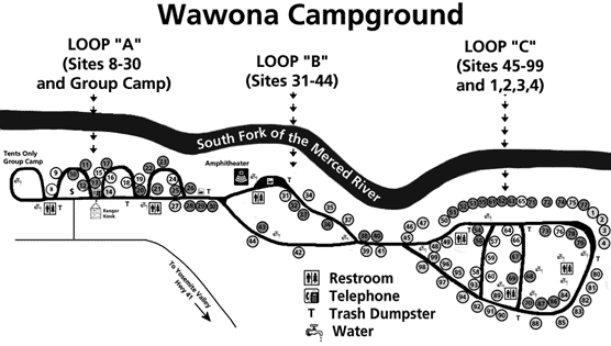 Map of Wawona Campground