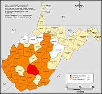 Map of Declared Counties for Disaster 1455