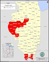Map of Declared Counties for Disaster 1469