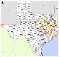 Map of Declared Counties for Emergency 3171