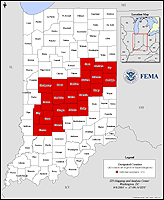 Map of Declared Counties for Disaster 1487