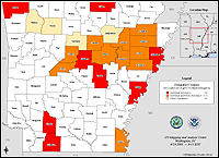 Map of Declared Counties for Disaster 1472