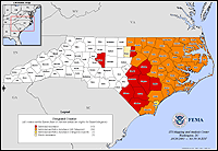 Map of Declared Counties for Disaster 1490